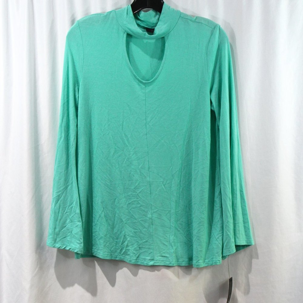 Apt 9 Bermuda Blue Cutout Mock Neck Bell Sleeve Top NWT
